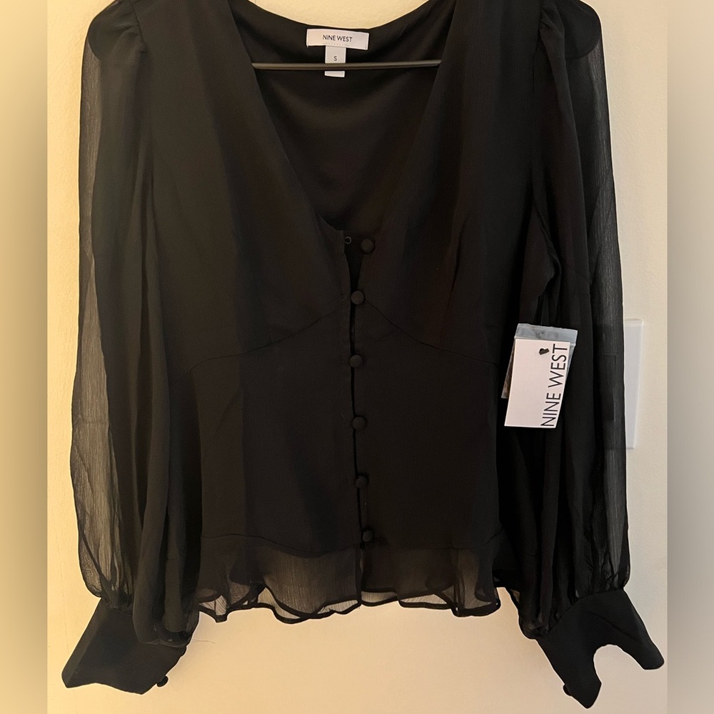 Women’s Blouse Sheer Sleeves NEW
